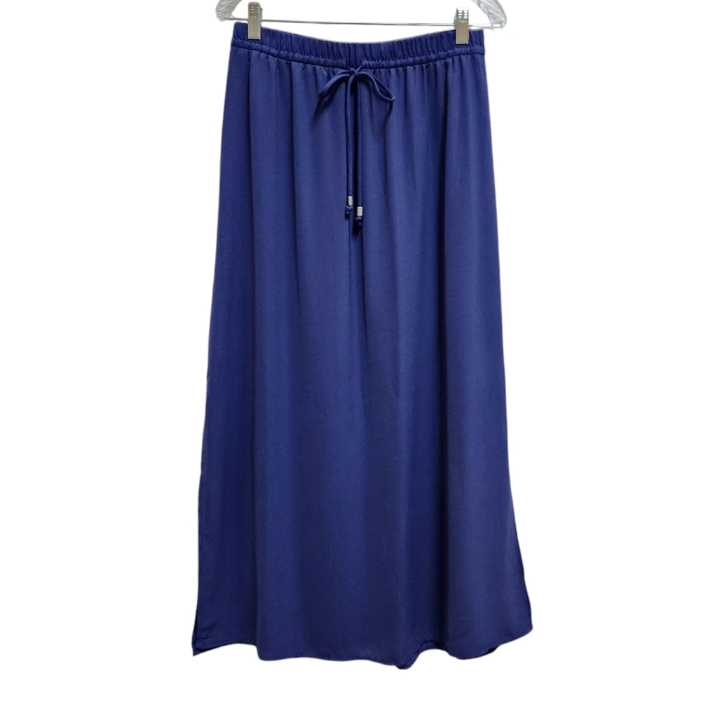 Fourteenth Place Maxi Skirt Womens S Blue Drawstring Pull On Waist Side Slits